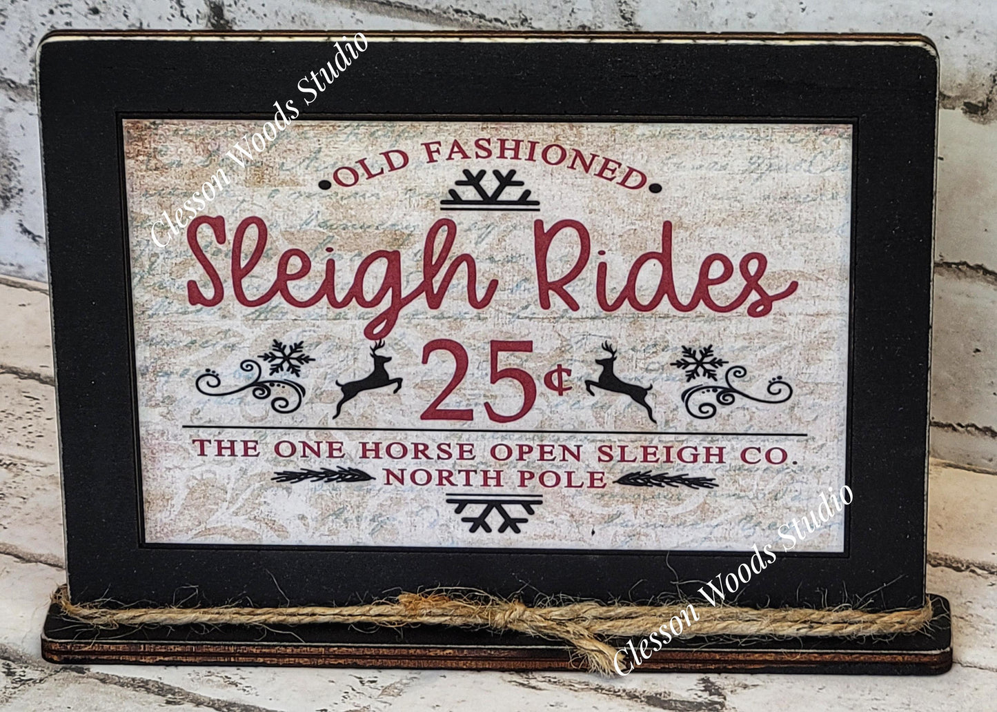 Sleigh Rides Framed Art with Attached Stand