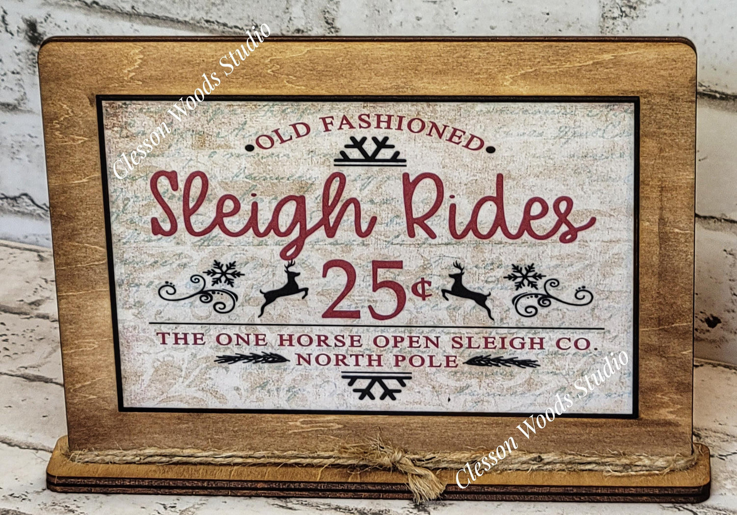 Sleigh Rides Framed Art with Attached Stand