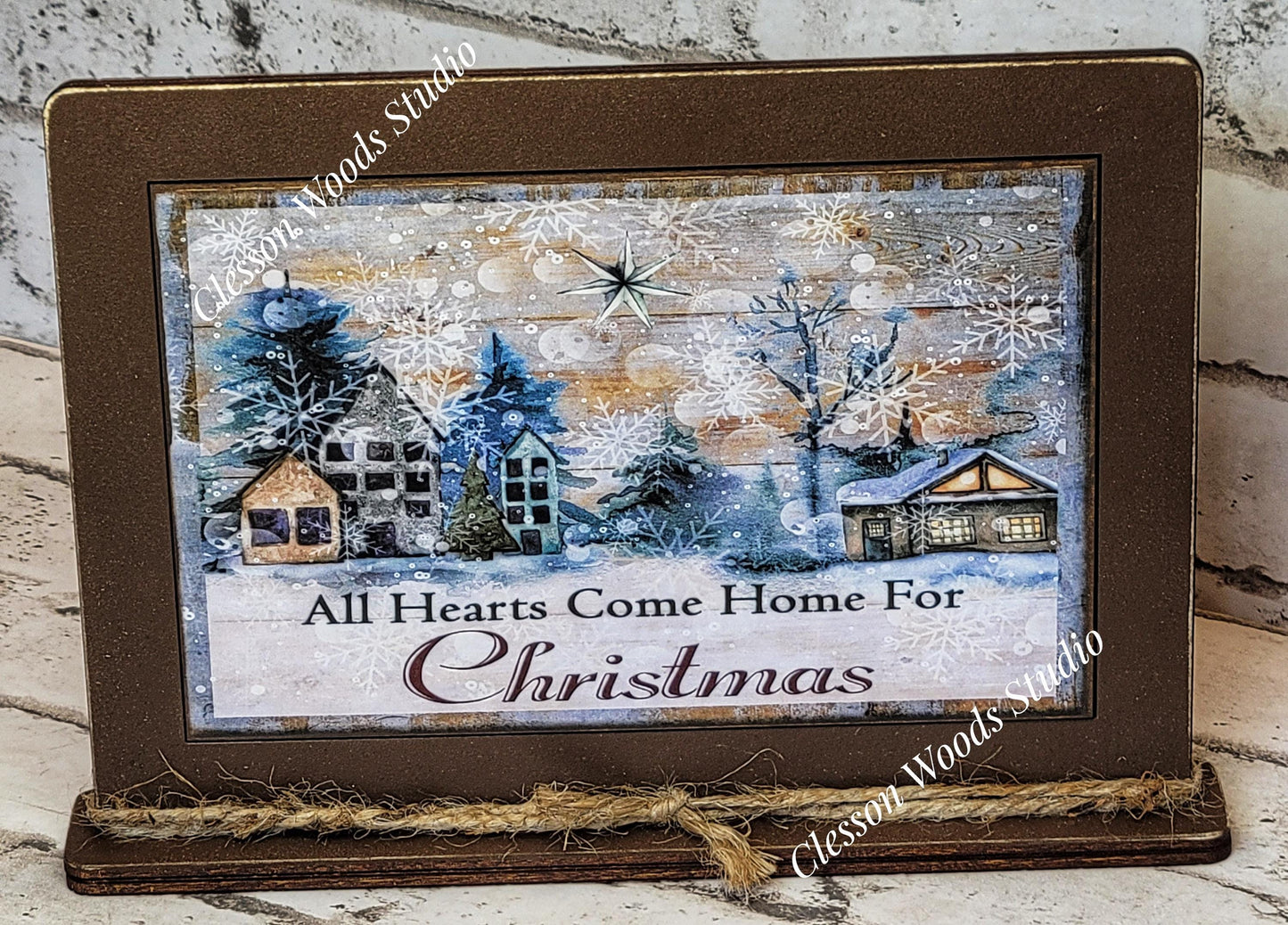 All Hearts Come Home For Christmas Winter Framed Art with Attached Stand