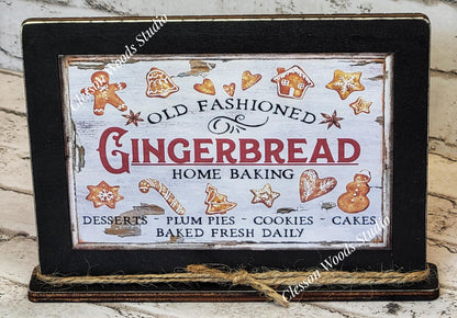 Old Fashioned Gingerbread Framed Art with Attached Stand