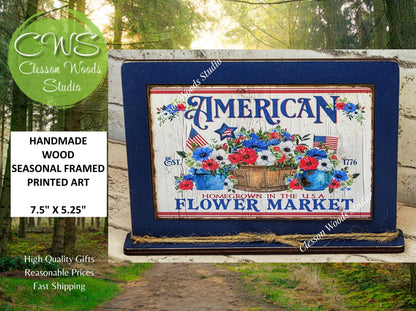 America Flower Market Framed Art with Attached Stand