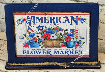 America Flower Market Framed Art with Attached Stand