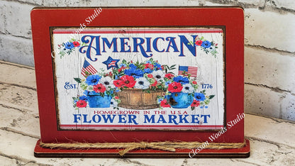 America Flower Market Framed Art with Attached Stand