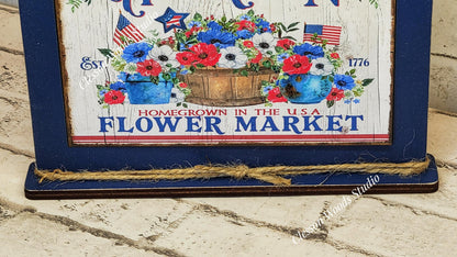 America Flower Market Framed Art with Attached Stand