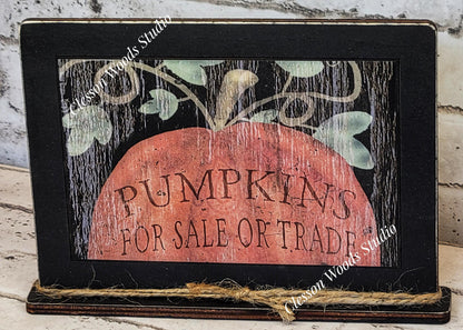 Handmade Pumpkin Framed Wood Art - Rustic Fall Decor