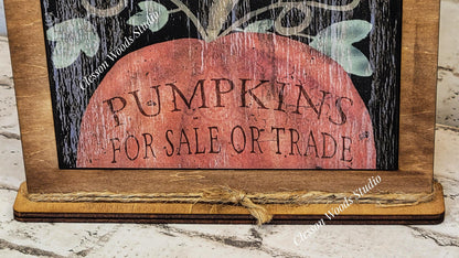 Handmade Pumpkin Framed Wood Art - Rustic Fall Decor