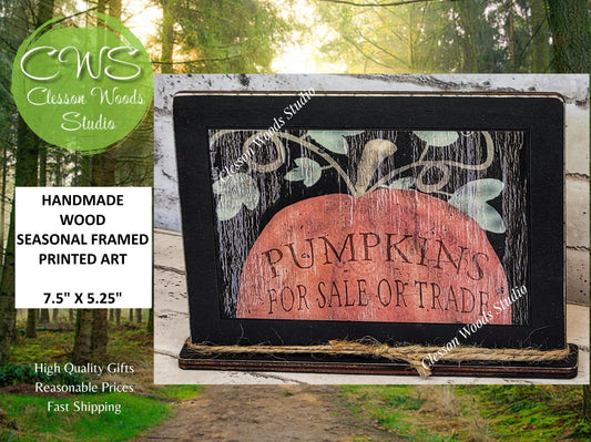 Handmade Pumpkin Framed Wood Art - Rustic Fall Decor