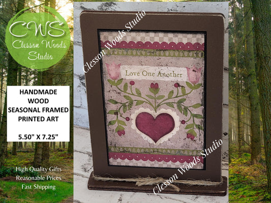 Love One Another Wood Framed Art with Attached Stand