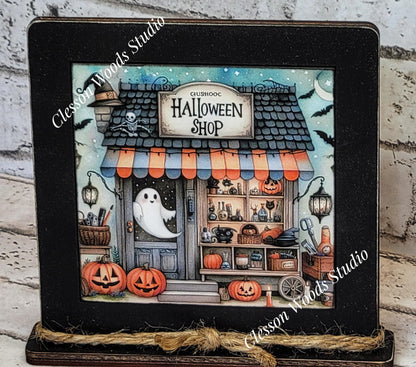 Halloween Shop 1  Framed Art Wood Sign