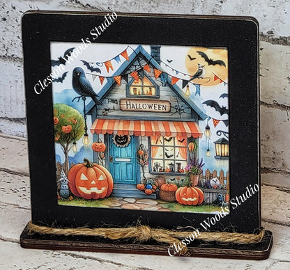 Halloween Shop 2  Framed Art Wood Sign