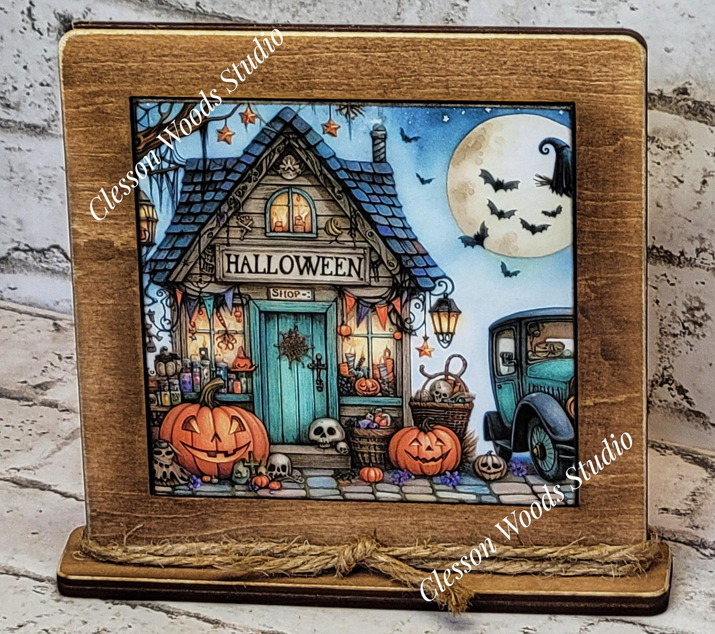 Halloween Shop 3  Framed Art Wood Sign
