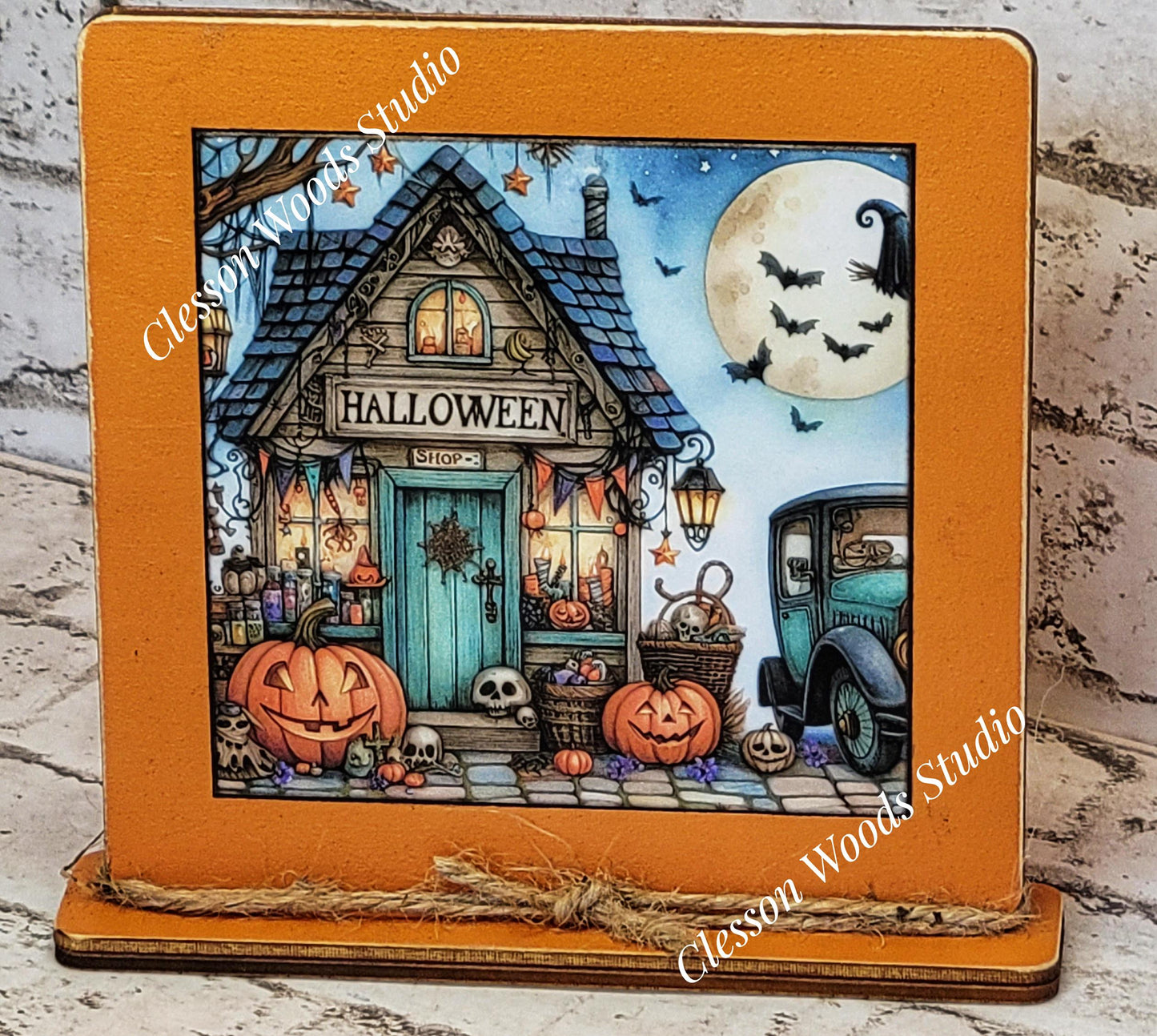 Halloween Shop 3  Framed Art Wood Sign