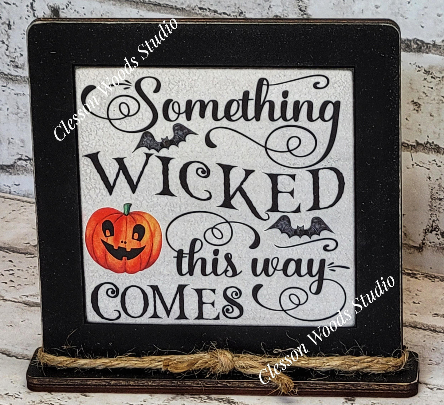 Halloween Something Wicked This Way Comes Framed Art Wood Sign