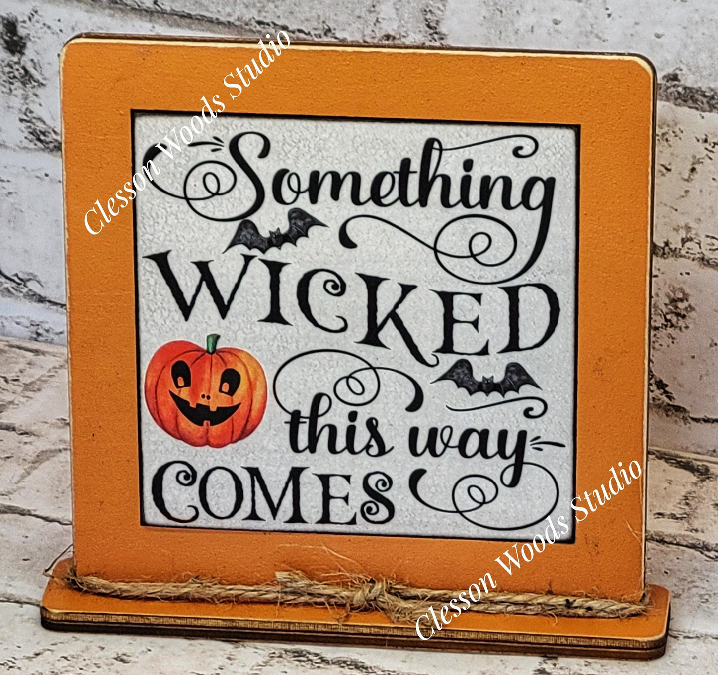 Halloween Something Wicked This Way Comes Framed Art Wood Sign