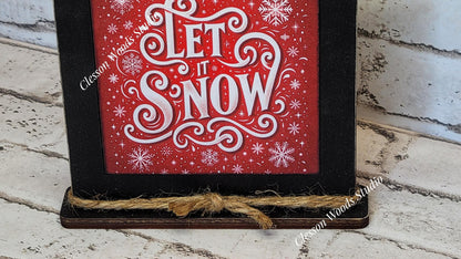 Let It Snow Red Framed Art Wood Sign