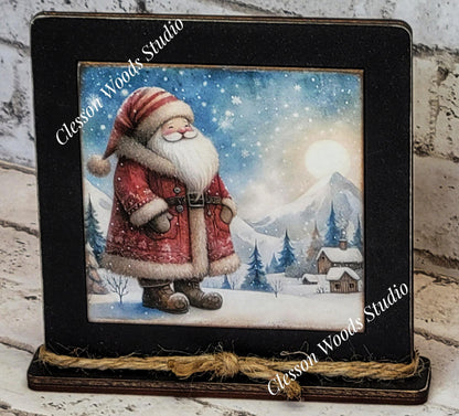 Old Time Santa 2 Framed Art Wood Sign