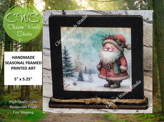 Old Time Santa 3 Framed Art Wood Sign