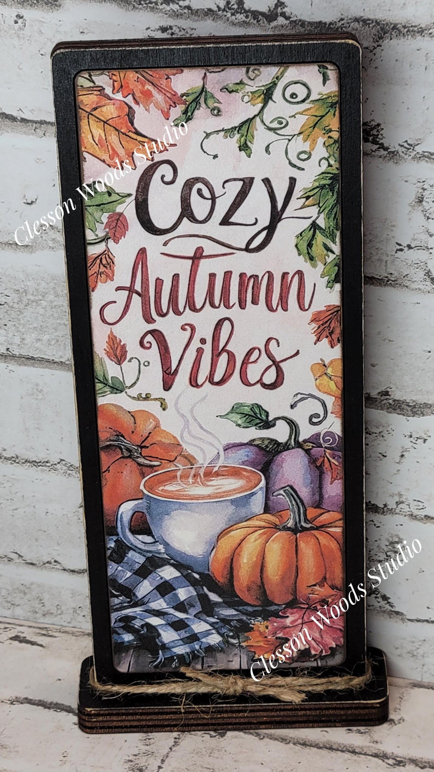 Cozy Autumn Vibes 3 Vertical Standing Wood Sign
