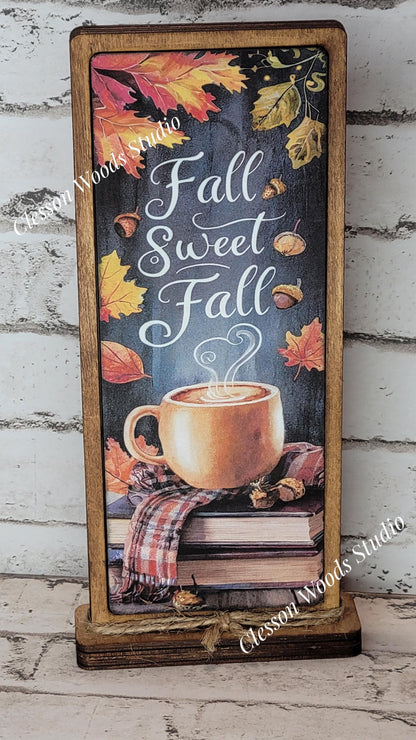 Fall Sweet Fall Vertical Standing Wood Sign