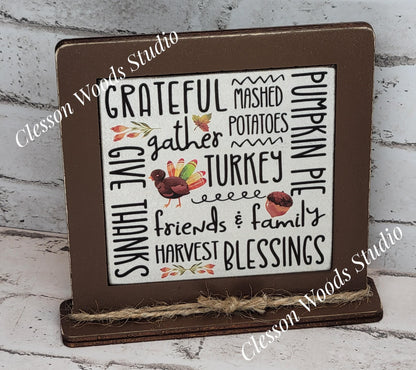 Thanksgiving Subway Style Words Framed Wood Sign