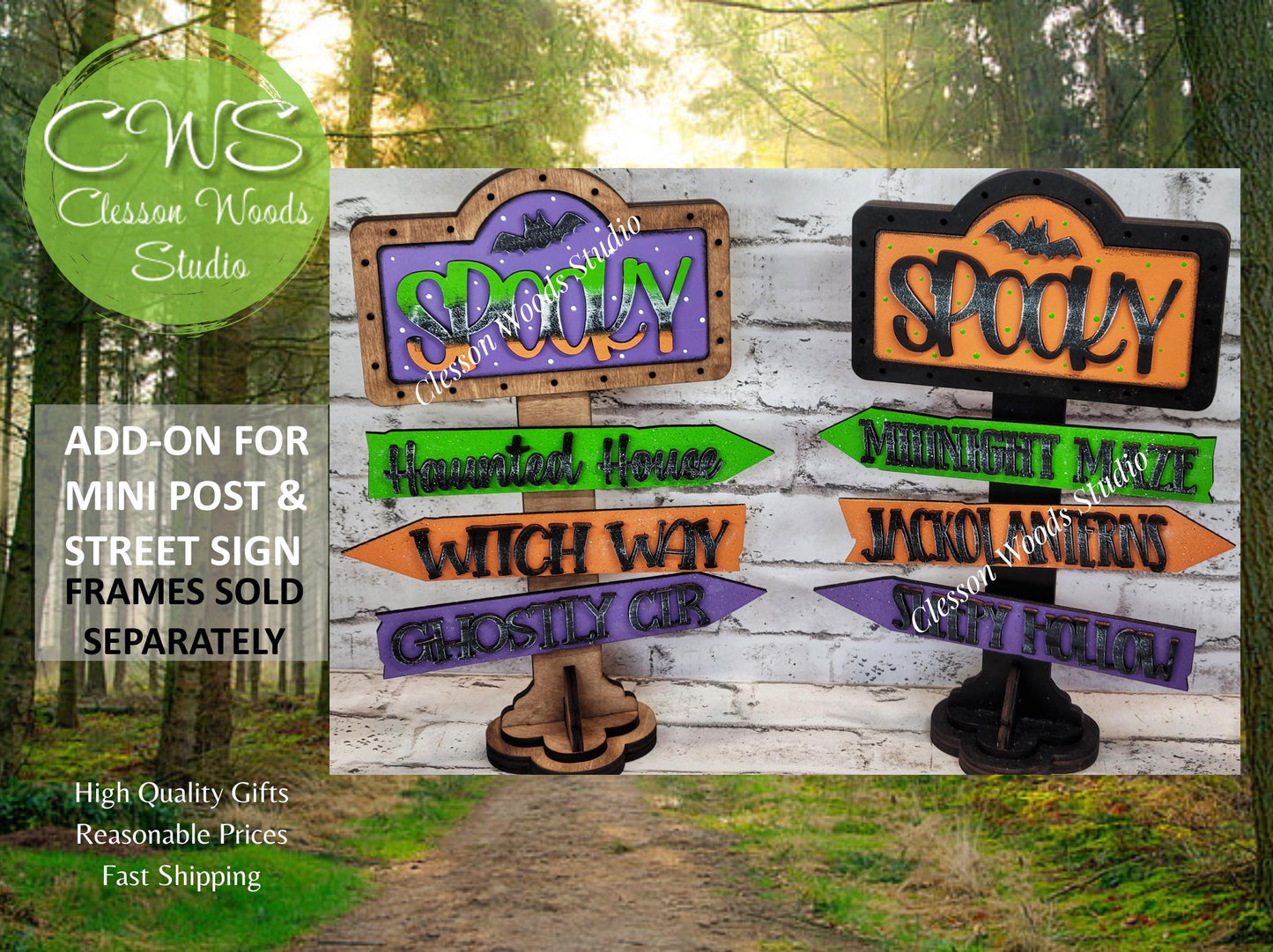 Halloween Collection 1 Add-On for Mini Post & Street Sign Frames (Sold Separately)