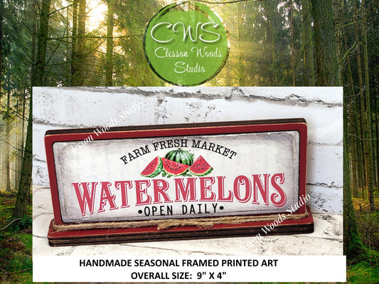 Farm Fresh Market Watermelon Horizontal Standing Wood Sign