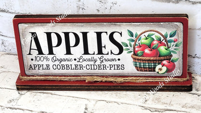 Apples Horizontal Standing Wood Sign