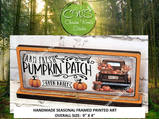 Farm Fresh Pumpkin Patch Truck Horizontal Standing Wood Sign