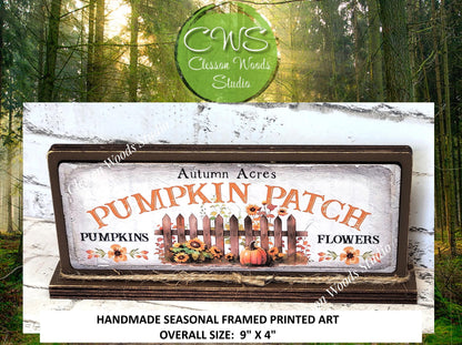 Autumn Acres Pumpkin Patch Horizontal Standing Wood Sign