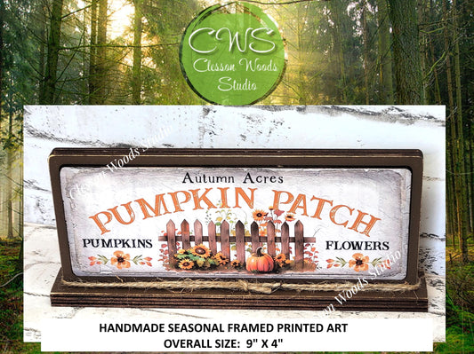 Autumn Acres Pumpkin Patch Horizontal Standing Wood Sign
