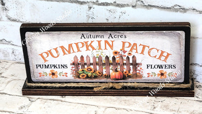Autumn Acres Pumpkin Patch Horizontal Standing Wood Sign