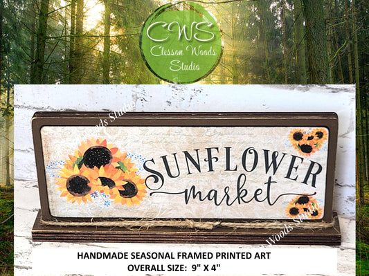 Sunflower Market Horizontal Standing Wood Sign