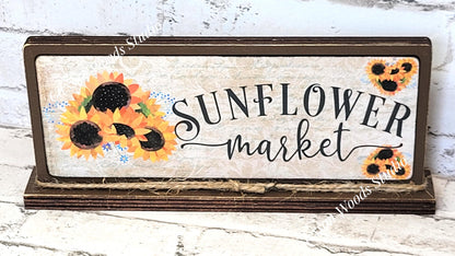 Sunflower Market Horizontal Standing Wood Sign