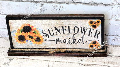 Sunflower Market Horizontal Standing Wood Sign
