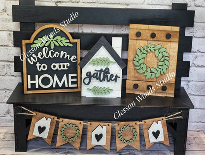 Finished Painted Home Insert Set for Large Bench