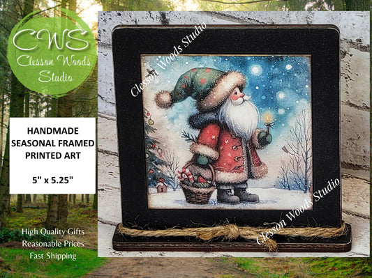 Old Time Santa 6 Framed Art Wood Sign