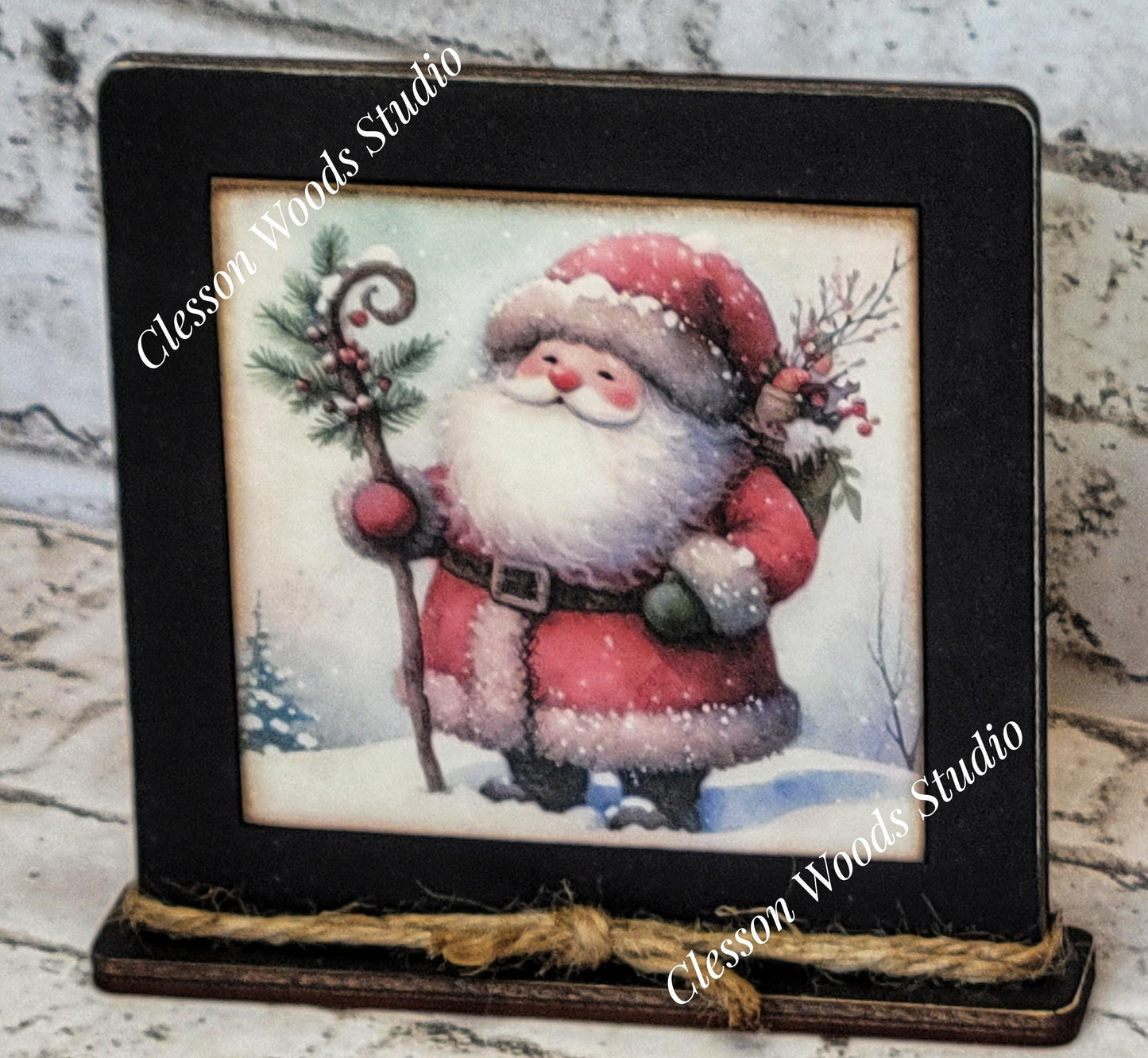 Old Time Santa 7 Framed Art Wood Sign