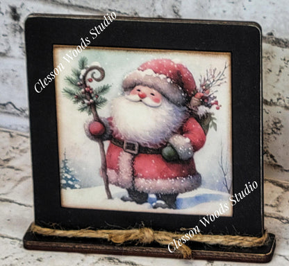 Old Time Santa 7 Framed Art Wood Sign