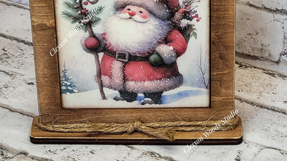 Old Time Santa 7 Framed Art Wood Sign