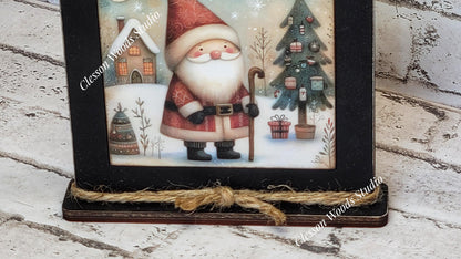Old Time Santa 9 Framed Art Wood Sign