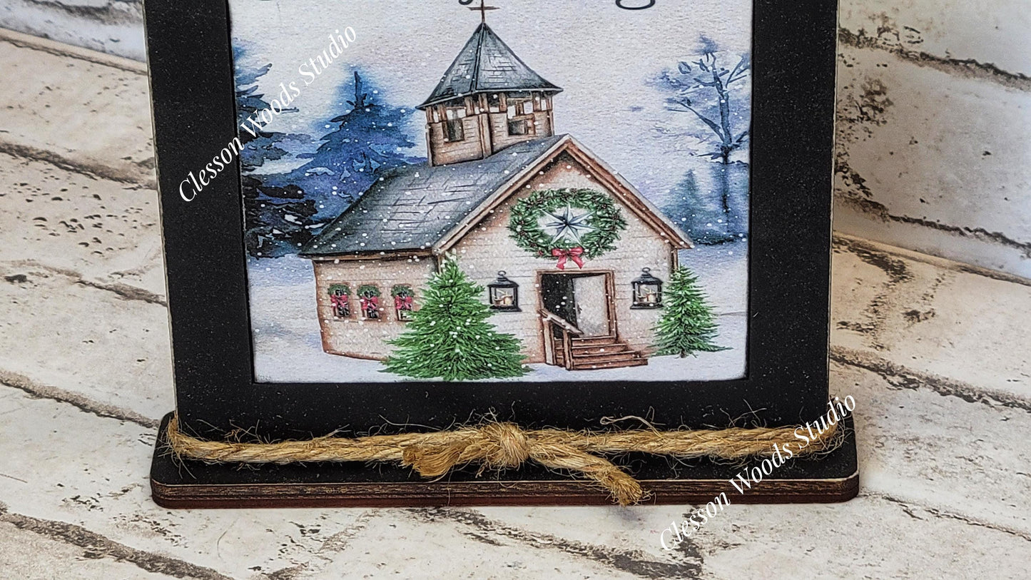 O Holy Night Christmas Framed Art Wood Sign