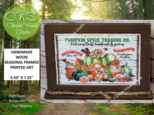 Pumpkin Spice Trading Company Framed Art with Attached Stand