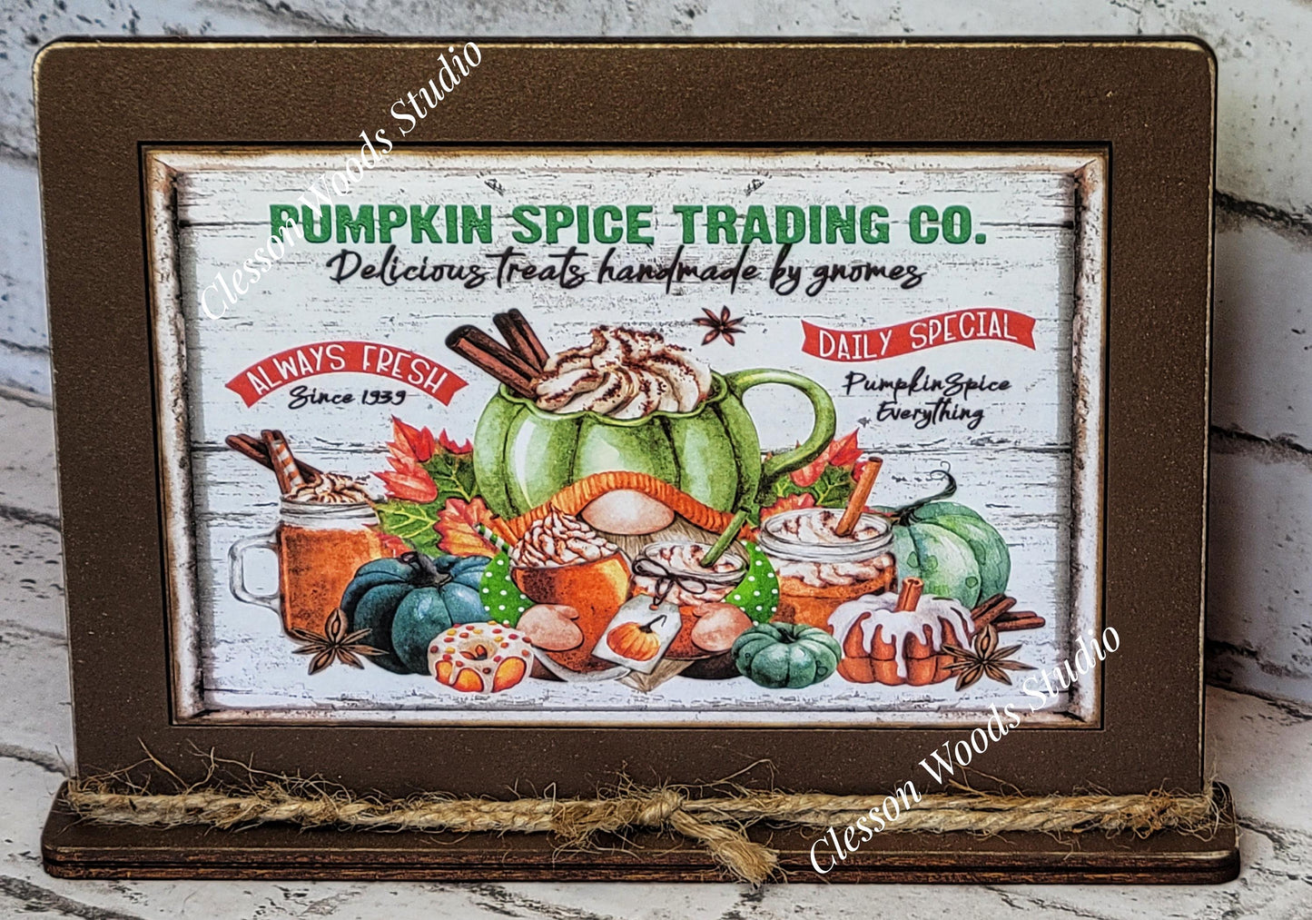 Pumpkin Spice Trading Company Framed Art with Attached Stand
