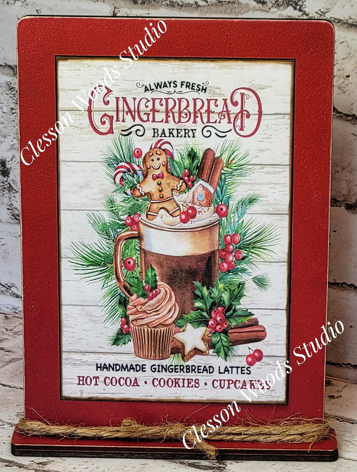 Gingerbread Always Fresh Bakery Framed Art with Attached Stand