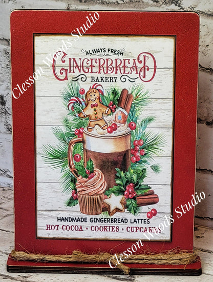 Gingerbread Always Fresh Bakery Framed Art with Attached Stand