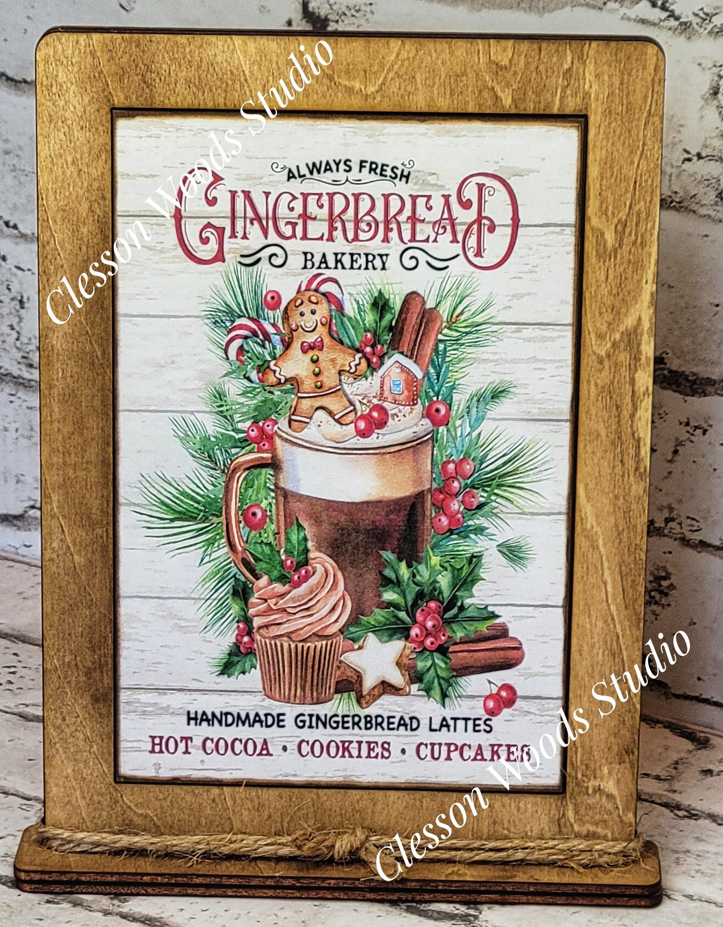 Gingerbread Always Fresh Bakery Framed Art with Attached Stand