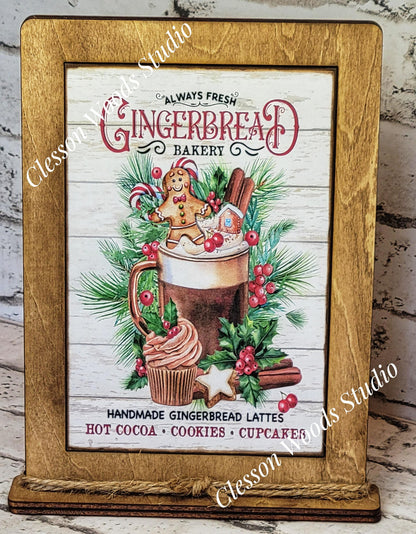 Gingerbread Always Fresh Bakery Framed Art with Attached Stand
