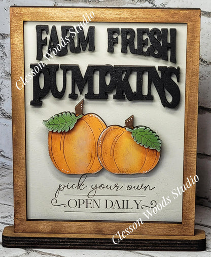 Finished Painted Fall Pumpkin Theme Shelf Sitters