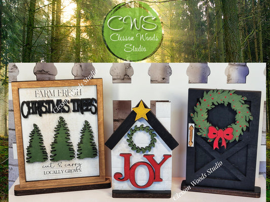 Finished Painted Christmas Theme Shelf Sitters