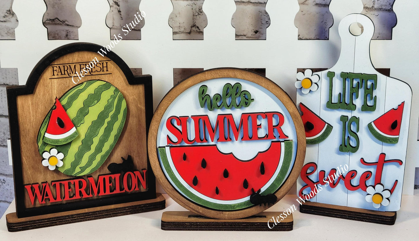 Finished Painted Watermelon Shelf Sitters